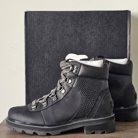 Sorel Women's Lennox Hiker STKD Waterproof Boot Size 8 Black NEW - Picture 1 of 9